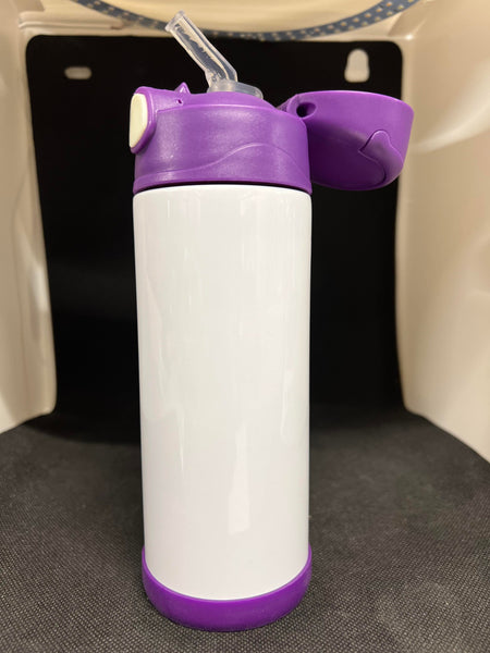 12 oz. Kids Stainless Steel Sublimation Water Bottle Blank - White w/ Pink  & Aqua Cap