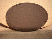 Oval Leatherette Patch (brown/black) w Adhesive for Laser Engraving