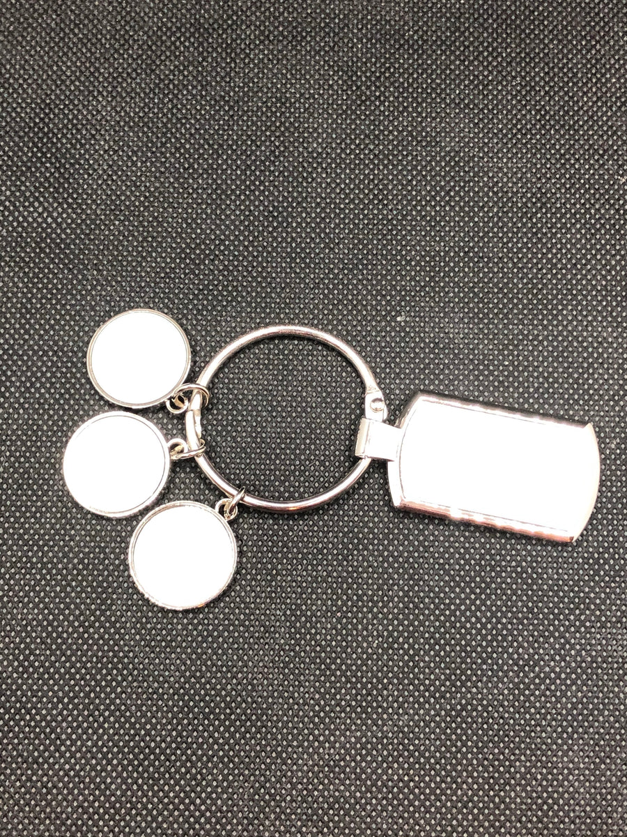 Rectangle Metal Keychain w 3 charms – CC Sublimation Blanks
